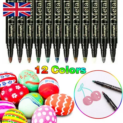 12 X Acrylic Paint Marker Pen Set Paint Pens For RocksGlassWood Plastic Stone • £4.45