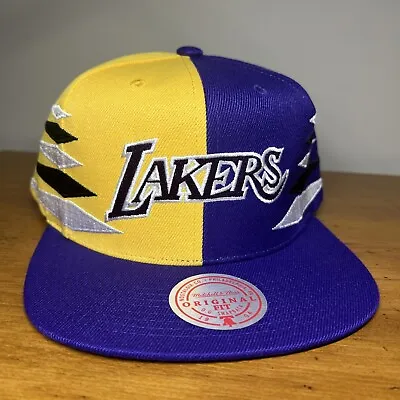 Mitchell & Ness Los Angeles Lakers LA Diamond Cut Purple Yellow Snapback Cap Hat • $23.70