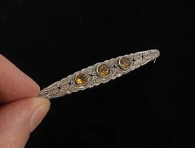 Rare Elegante Brooch IN Art Nouveau Style With Citrinen From 835er Silver • $93.69