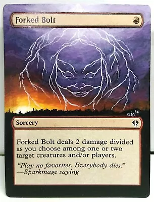 Magic MTG Altered Art FORKED BOLT ORIGINAL ART Pimp Unique !!! • $56