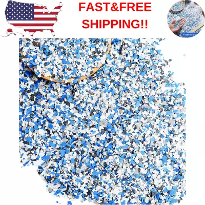 Decorative Color Chips Epoxy Flakes 2-4 MM Black White Gray Blue 330G Blend Floo • $18.88