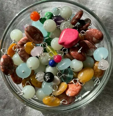 $8.54 • Buy Jewelry Making Lot Of 20 Bead Drop Charms Grab Bag-Gemstone Beads