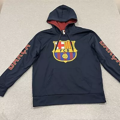 FC Barcelona Hoodie Mens Large Blue Long Sleeve FCB Crest Barca Football Soccer • $15.29