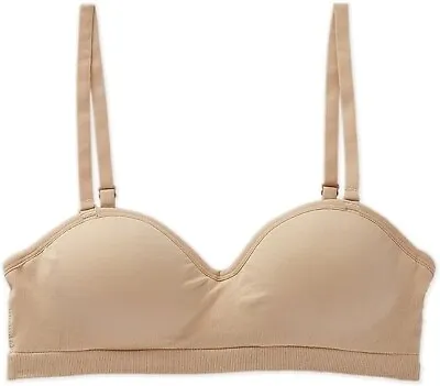 Maidenform Girls Seamless Molded Cup Hybrid Strapless Bandeau Bra Nude 30A • £10.25