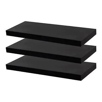£27.99 • Buy 3x Black 60cm Floating Wall Shelves Wooden Shelf Bedroom Office Lounge Storage