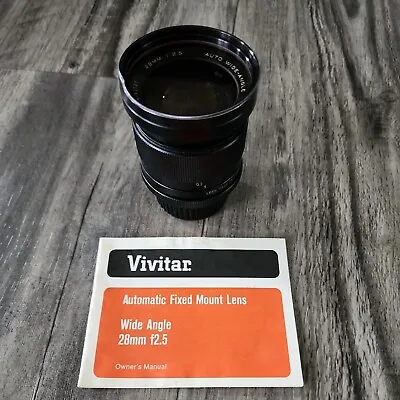 VIVITAR 28mm 1:2.5 Auto Wide Angle Screw Mount Lens & Caps & 62mm Skylight • $34.99