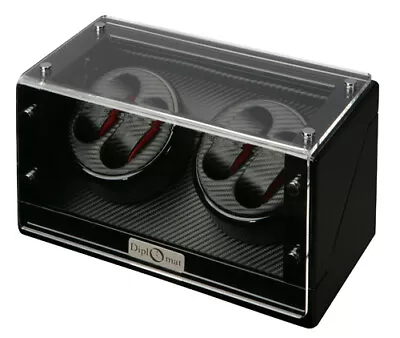 Diplomat Black Wood Quad Watch Winder Box 4 Watches Free US Shipping 31-476 • $269