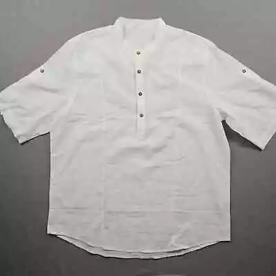 White Tunic Kurta Shirt Lightweight Mens L Peasant • $19.99