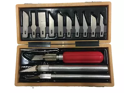 Vintage X-ACTO Knife Set In Hinged Wood Box 3 Handles 13 Blades Nice Condition! • $21.59