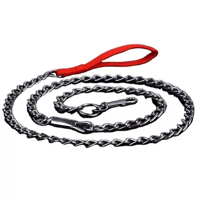 Adjustable Dog Metal Iron Leash And Collar Set Chain Walking Traction Strap • £3.29