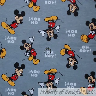 UBonEful FABRIC FQ Cotton Flannel Quilt White Black Disney Mickey Mouse Boy Girl • $18.50