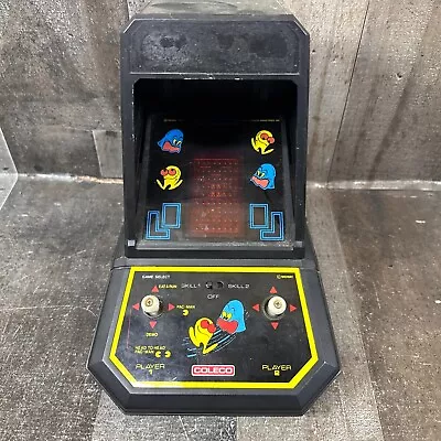 Coleco Midway Pac-Man Mini Tabletop Arcade Game Labels Gone Powers Up As-is. • $49.49