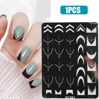 French Nail Art Stamping Plate Geometry Wave Lines Drawing Stamp Nail Template • £3.06