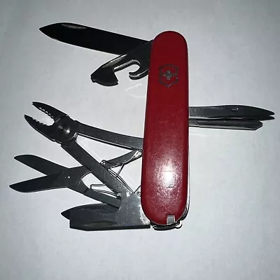 Vintage Victorinox Deluxe Tinker ‘86-‘90 Red 91mm Swiss Army Knife • $39.99