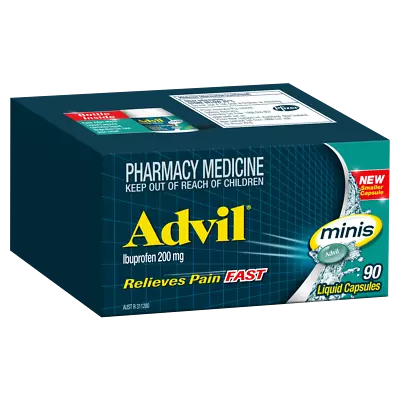 Advil Minis 90 Capsules Relieves Pain Fast Ibuprofen 200mg • $32.90