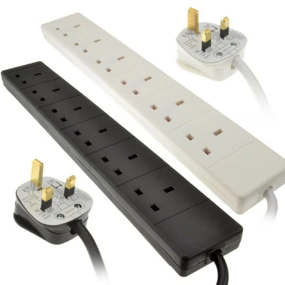 £12.07 • Buy 6 Gang/Way UK 13A Trailing Socket Mains UK Power Extension Lead 1m/2m/3m/5m/10m
