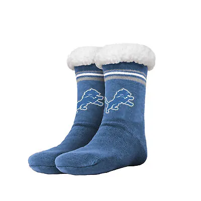 FOCO NFL Detroit Lions Solid Stripe Logo Footy Slippers Non-Skid Bottom • $10.89