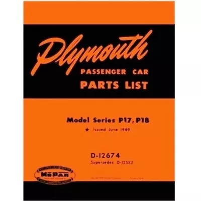 Factory Parts Manual For 1949 Plymouth • $70.88