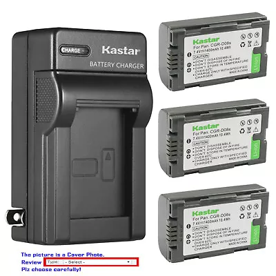 Kastar Battery AC Wall Charger For Panasonic CGR-D08 NV-MX7DEN NV-MX300 NV-GS3 • $14.49