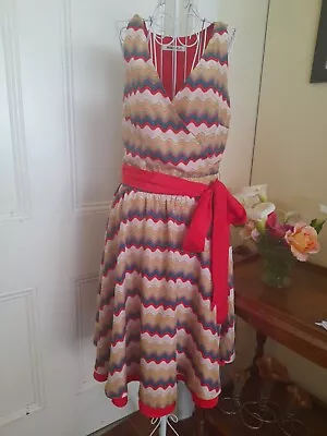 $8.95 • Buy Missoni For Target Silk Sleevless Fit & Flare Dress Colourful  Ripple  Pattern