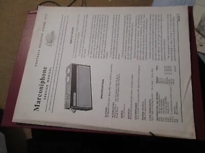 Marconiphone Service Manual Portable Receiver Model 4112 • $3.42