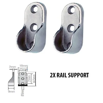 £3.99 • Buy 2 X Rail Hanger Standard Tube Support Wardrobe Rod Socket Fitting Round Bracket