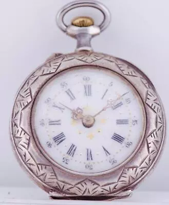 Imperial Russ Ladies Pocket Pendant Watch-Empress Alexandra Monogram Silver Case • $638.80