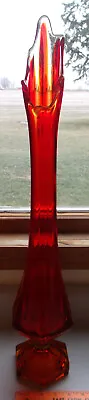 Viking Art Glass Vase Burnt Orange Large 25  Stretch Petals Footed Bottom • $198.50