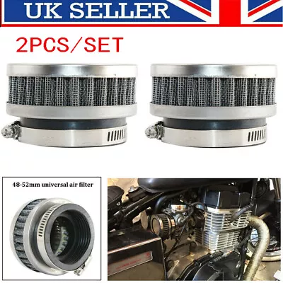 2x Motorcycle Scooter Stainless Steel Air Intake Filters 48mm~50mm Cleaner Clamp • £6.69