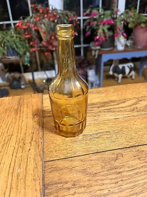 Nice Vintage 6  Wheaton Nj Amber Ribbed Glass Bottle • $9