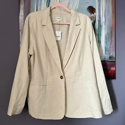 J Crew Sz 18 Women’s Jacket Blazer Linen Cotton Beige NWT $158 • $39.99