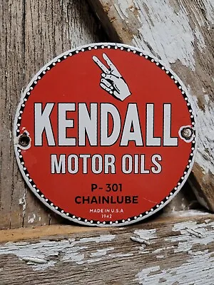 Vintage 1942 Kendall Porcelain Sign Chainlube Advertising Automobile Motor Oil • $163.30