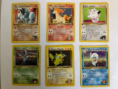 $10 • Buy LOT 11 Pokemon Cards 1ST EDITION Gym Heroes Erikas Clefairy Brocks Zubat Geodude