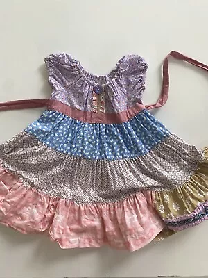 Matilda Jane 2 PLATINUM Tiered Ellie Twirl Art Fair Dress Halter 435 Pink RIcrac • $69.97