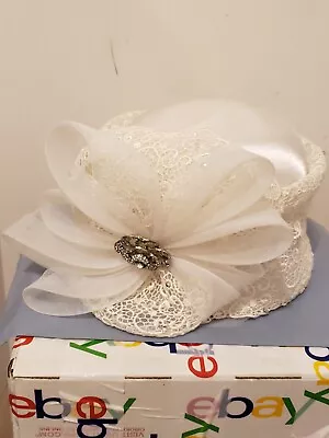 Ms Divine Hat White Church Bridal Derby Fancy Large Dress Wedding • $35.49