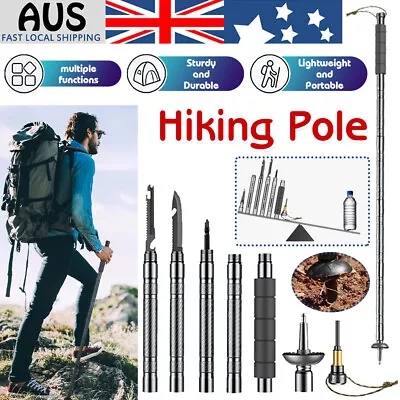Ultralight Aluminum Trekking Hiking Poles Tactical Walking Stick Multi Tool Gray • $37.99