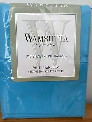 Vintage 90s Wamsutta Supercale Plus 2 Standard Pillowcases POOL BLUE  - USA • $19.95