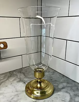 Vintage Victorian Candle Holder - Brass Base Glass Shade • $20