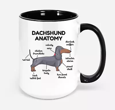 Funny Dachshund Anatomy Coffee Cup Doxie Wiener Weiner Sausage Dog Owner Mug I L • $18.99
