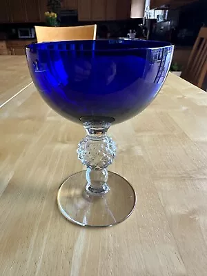One Morgantown Glass Co. Cobalt Blue Golf Ball Champagne Tall Sherbet 4 7/8 • $8