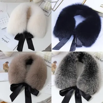 100% Real Fox Fur Collar Neck Wrap /scarf Pure Women Jacket Collar Ribbons • $39.99