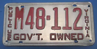 Public Use License Plate From Virginia 1950's To 1960's  Municipal Owned • $20