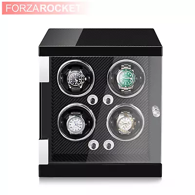 Automatic Watch Winder Storage Box With 4 Watch Slots Carbon Fiber Watch Display • $235
