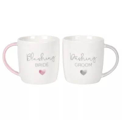 New Bride Groom Couples Ceramic Mug Set Wedding Day Engagement Newlyweds Gifts • £14.95