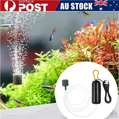 USB Fish Tank Oxygen Air Pump Ultra Quiet Aquarium Oxygenator Aerator W/ Buckle • $12.89