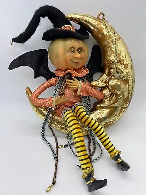 Mark Roberts Collection 14  Pumpkin Head Man Sitting In Moon Figurine Halloween • $99.95