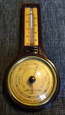 Vintage Airguide 8  Gold Brown Bakelite Wallmount Barometer Thermometer Working  • $23.99