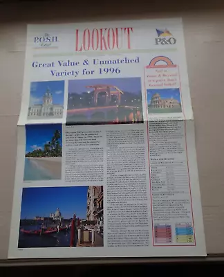 P&o Cruises  -  Lookout Newsletter For Posh Club Members - Summer 1995 • £3.75