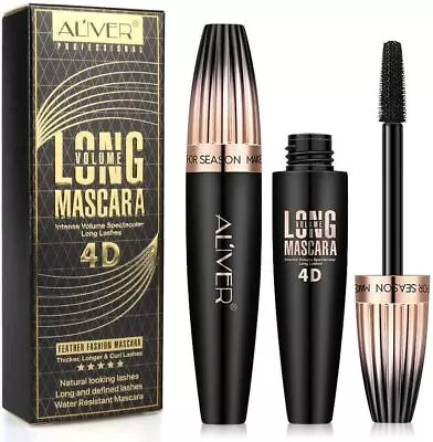 Black 4D Silk Fiber False Lash Mascara Waterproof Eyelash Extension Volume • £3.65