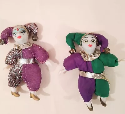 LOT 2 PORCELAIN FRIDGE MAGNETS CARNIVAL MARDI GRAS 5 Inch HAND PAINTED ×READ× • $7.99